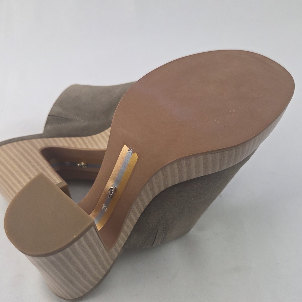 Sam Edelman Mule Clogs Womens Size 8.5 Taupe Suede Block Heel Slip On Shoes - Picture 7 of 8